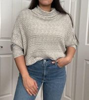 NEW  Gray Striped Cowl neck Sweater back cutout Oversized Career