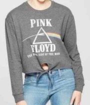 Pink Floyd Cropped Tie Front Sweatshirt Womens Size XL Cotton