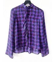 Derek Lam 10 Crosby Blouse Women's Size 2 Purple Blue Silk