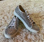 Dirty Laundry Silver Glitter Sneakers Tennis Shoes 5.5 Run Big