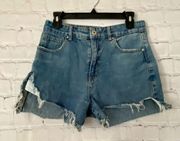 Cotton On Jean Shorts High Waisted Raw Hem Embroidered Flower Distressed Women 6