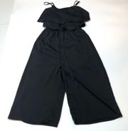 One clothing black ruffle cropped  jumpsuit