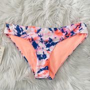 Maaji Marble Tie Dye Signature Reversible Bikini Bottoms Swim Blue Peach L new
