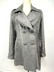 Express Double Breasted Silver Chiffon Trench Coat Size M