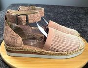 Vince Camuto Barrie Espadrille Size 8.5 Pink Snakeskin Print Platform Shoes