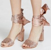 ULLA JOHNSON Cupid Heel Sandals Sparkle Lurex Pink Metallic Size 38 / US 8