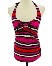 Motherhood Maternity Swim Colorful Stripe Tankini Halter Swim Top Size Small