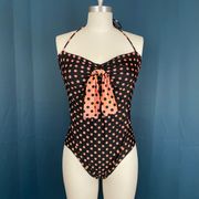 Vintage 80s  Polka Dot One Piece Swimsuit