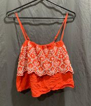 Orange Lace Crop Top