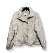 Thread & Supply Womens Fleece Jacket Ivory Buttons Lined Collar Teddy XL New