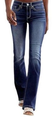 BKE Buckle Jeans Womens 26 Stella Bootcut Dark Wash Low Rise Embroidery Blue