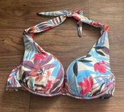 Venus Tropical Print halter neck rouge, push-up bathing suit top 32DD