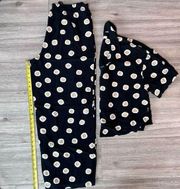 Refinery Women's Black Polka Dots Allover Print Pajama Set Pants XL And Top L