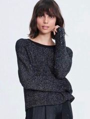 Rag & Bone Jubilee Wool Blend Crew Sweater Black & Metallic- Size XS