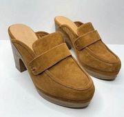 Splendid Clogs Womens Vina Platform Shoes Size 10 Tan Suede Slip On Heel New