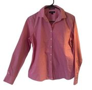 Pre Owned Women’s Lands’ End Long Sleeve Pink Polka Dot Shirt No Iron Sz 2