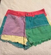 Multi Colored Patch Shorts