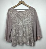 Akemi+Kin Anthropologie Onira Bird Pink Flowy Top Size XS Embroidered Oversized