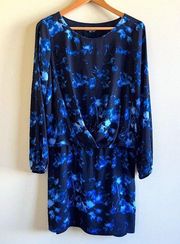 VINCE CAMUTO DROP WAIST LONG SLEEVE NAVY BLUE DRESS WOMENS SIZE M LINED …