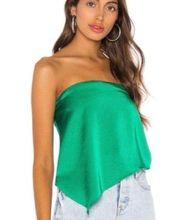 | Kelly Green Satin Cora Asymmetrical Tube Top Sz L