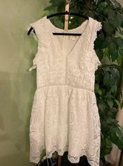 J.O.A Los Angeles White Lace Back Zipper Mini Dress NWT Size Large