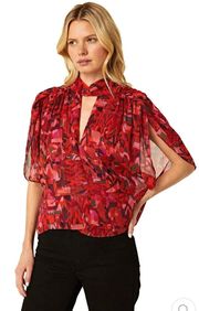 Greta Top in Crimson Geo