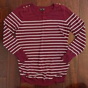 Stitch Fix Lety & Me Maternity Crew Neck Pullover Sweater Burgundy Stripe Size L