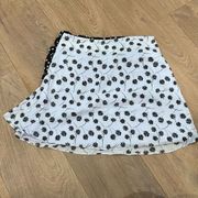 Privacy Please Women's Black & White Polka Dot Floral Print A-Line Skirt Small