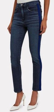 Veronica Beard Kate Tuxedo Stripe Skinny Jeans Bright Blue Size 25 / 0