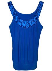 HeartSoul Blue Satin Braided Sleeveless Blouse