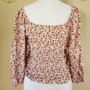 Crave Fame Pink Floral Ruched V Accent Med NWT!