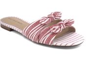 NEW Who What Wear "Florence" Red Striped Bow Detail Slide Sandals