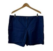 Talbots Navy Blue Flat Front Girlfriend Chino Shorts Women's Size 16W