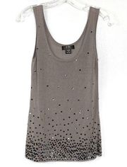 BCBGMaxazria Grey Sequined Tank Top Size M