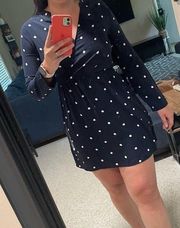 All in Favor Navy Blue Polka Dot fit and flare dress Size XL