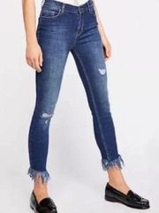 Free People  Great Heights distressed frayed hem skinny jeans size 27