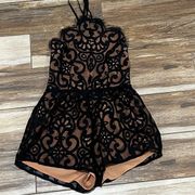 Toby beige and black lace romper