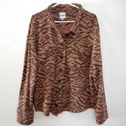 Kensie Jeans Leopard Print Shacket Oversized Shirt Jacket size large