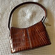 VINTAGE FOSSIL brown  ALLIGATOR EMBOSSED SHOULDER BAG PURSE