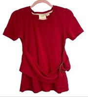 Anthropologie Maeve Dakota Red Belted T shirt