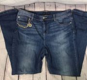 Chico’s Black Label sz 1 or 8/medium in GUC no holes fray 31” inseam Gold Chain