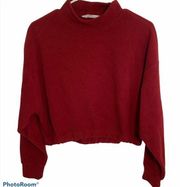 Primark Cropped Fleece Sweatshirt Red Mock Neck