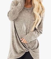 YOINS marled cut collar twist hem top