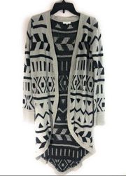 Vestique Open Cardigan Geometric Aztec Long Sleeve Sweater Small