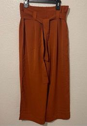Burnt Orange Cropped Wide Leg Capri Pants Size XS