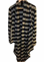 Ark & Co grey & black stripe faux wrap drape front