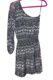 Anthropologie Sunday in Brooklyn Black Printed One Shoulder Smocked Dress