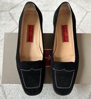 Cole Haan City Black Suede Rounded Square Toe Teriza Loafers Sz 8.5