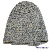 Calvin Klein Blue Cream Acrylic Wool Blend Beanie Hat Winter Snow Chunky Knit