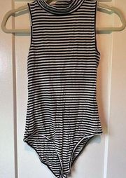 Stripped turtleneck tank top bodysuit